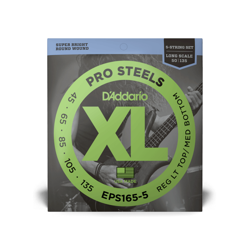Набор струн D'ADDARIO EPS165-5 XL PROSTEELS BASS REG LIGHT TOP / MED BOTTOM 5-STRING (45-135)